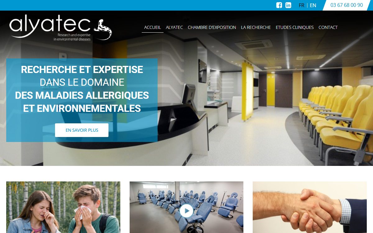 Page d’accueil du site officiel de Alyatec