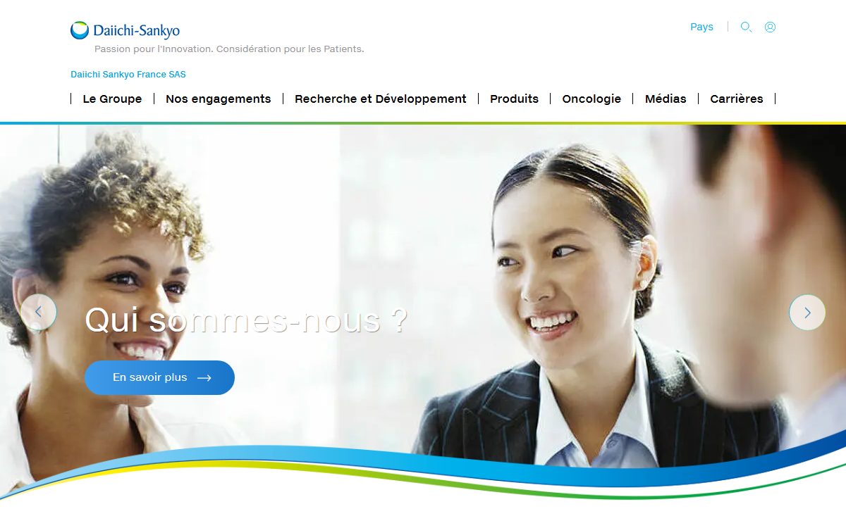 Page d’accueil du site officiel de Daiichi Sankyo