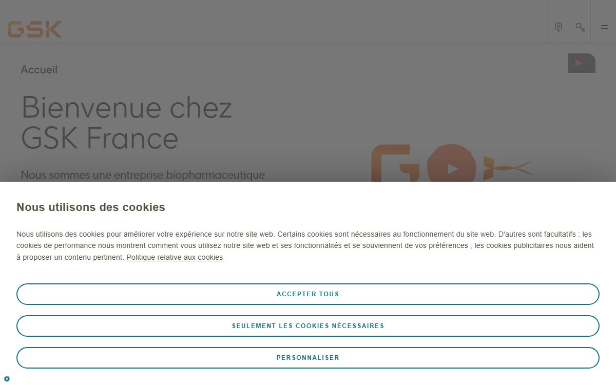 Page d’accueil du site officiel de GSK