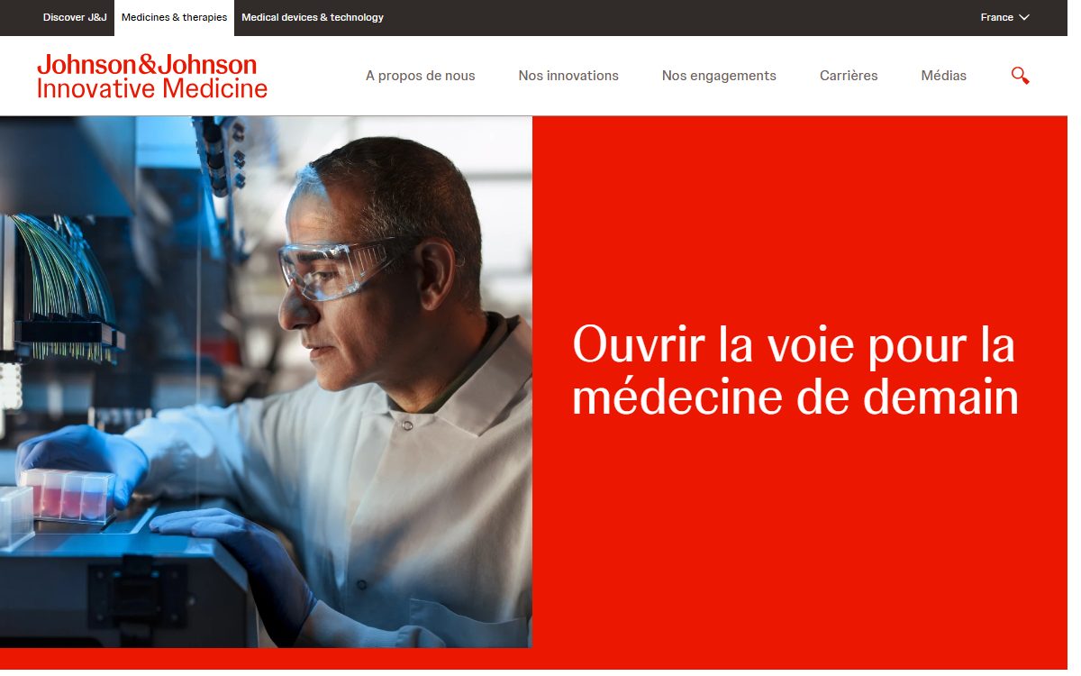 Page d’accueil du site officiel de Janssen