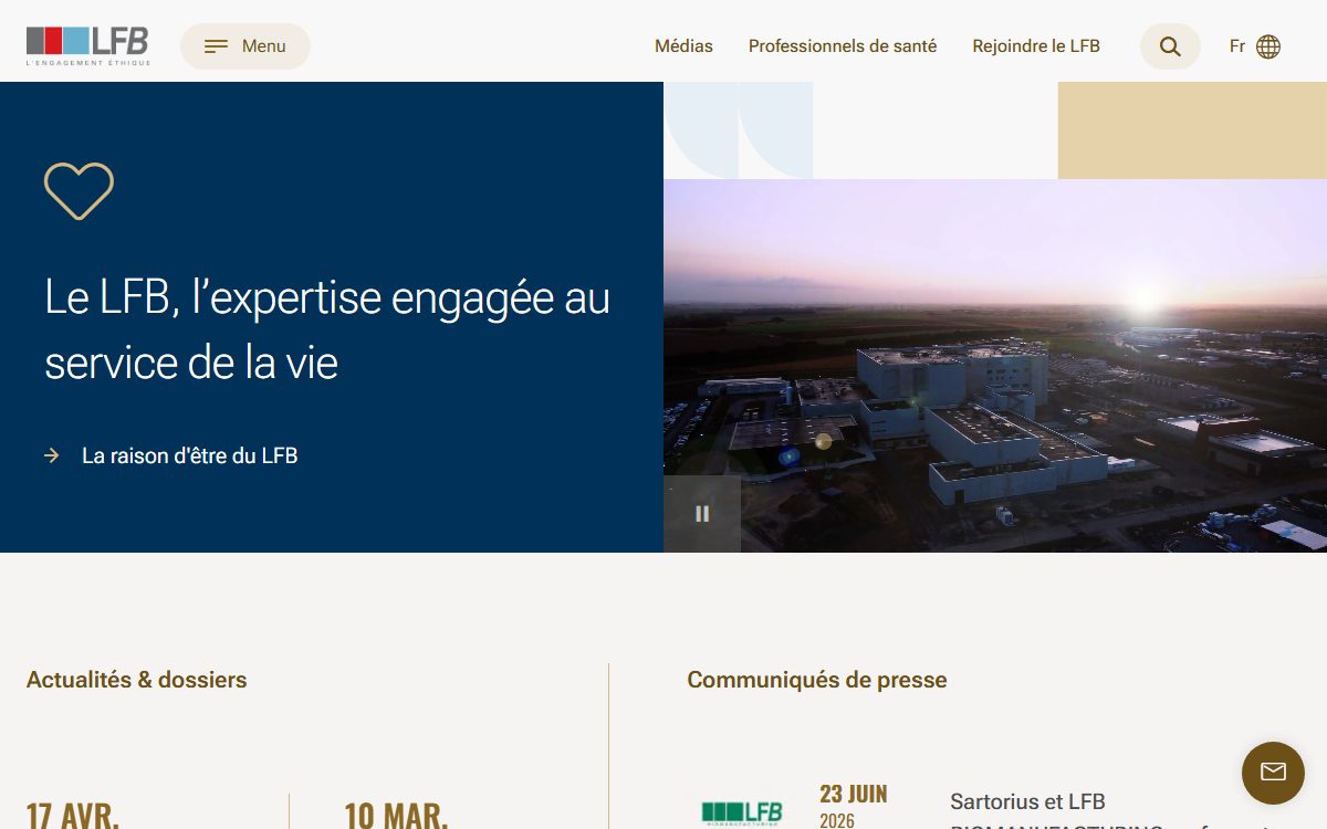 Page d’accueil du site officiel de LFB