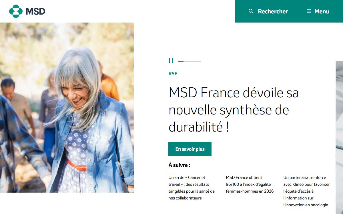 Page d’accueil du site officiel de MSD