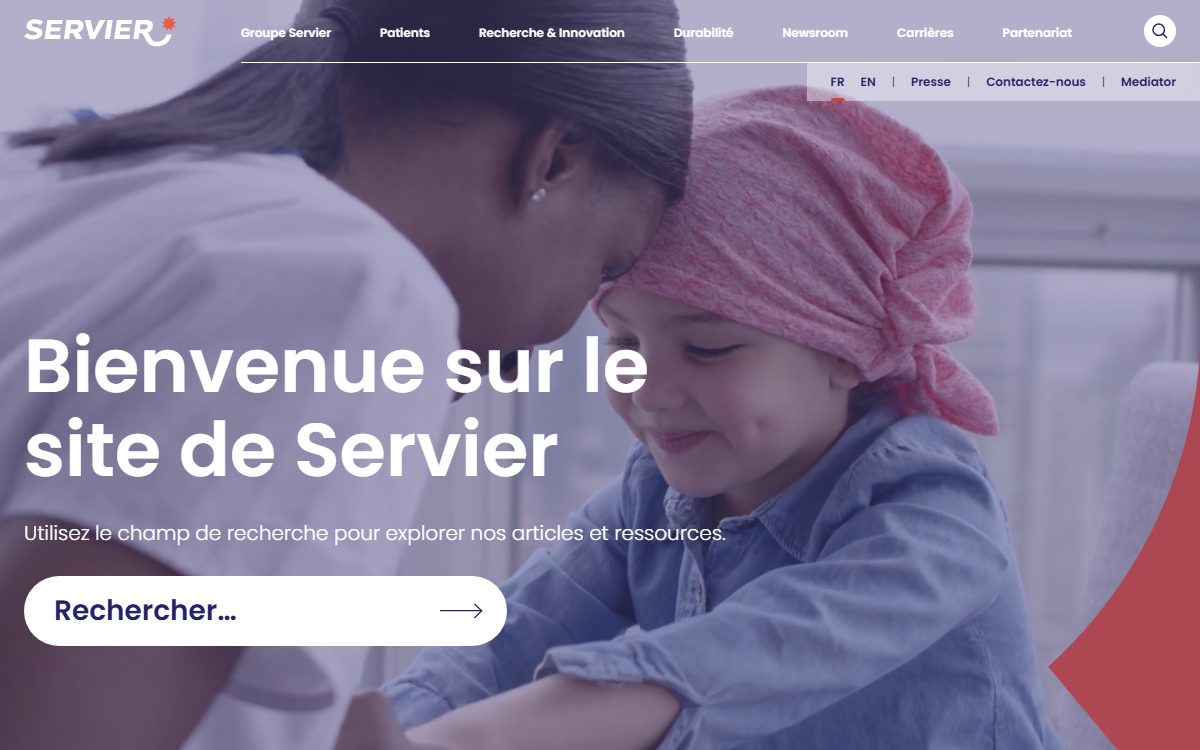 Page d’accueil du site officiel de Servier