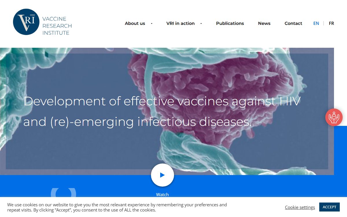 Page d’accueil du site officiel de Vaccine Research Institute